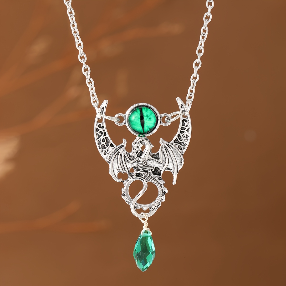 TEMU Collier pour femme avec pendentif œil de dragon volant vieilli style gothique rétro, idéal comme cadeau, bijou à , chaîne de cou décorative