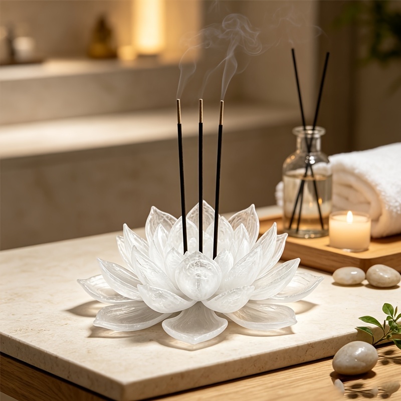 TEMU Lotus-shaped Incense Holder With Ash-catching Design, Suitable As A Desktop Decoration For Living Rooms, Yoga, Spa, And Meditation
