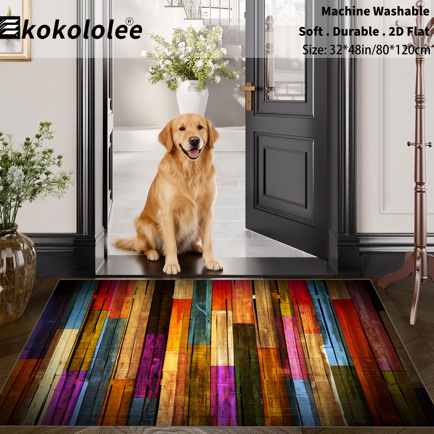 Temu – TEMU 1pc Kokololee Area Rug – Machine Washable, Soft, Durable- For Areas – Living Rooms, Bedrooms, Kitchens, Courtyard, Terrace. Large Rugs, Rugs,