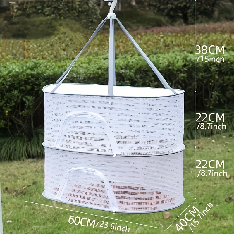 versatile 1 3 layer hanging mesh dryer with zipper foldable outdoor drying rack for herbs fruits vegetables fish clothes details 3