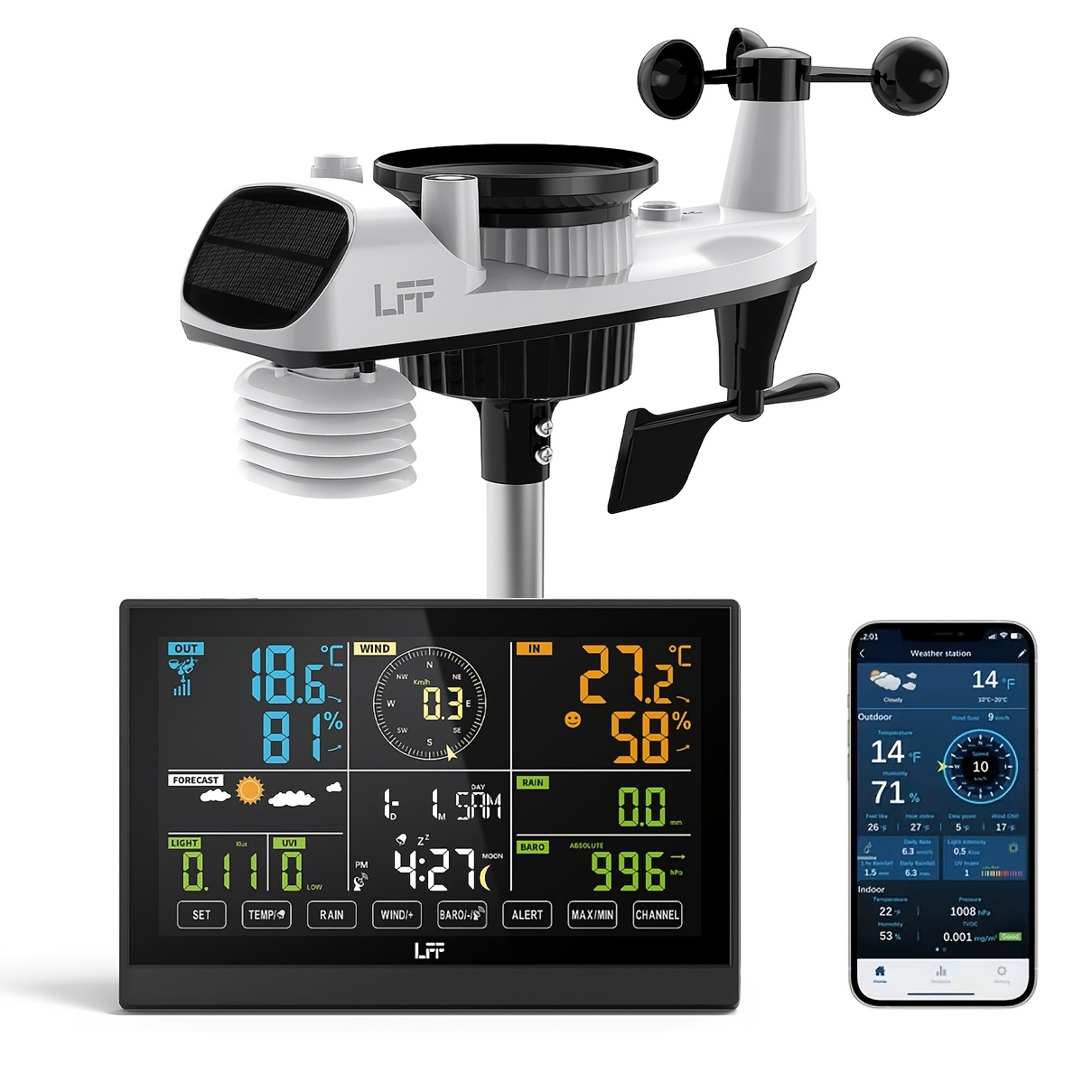 multi function weather station with outdoor sensor wireless weather station with rain gauge   wind speed   weather forecast barometer wifi weather station with 4 level adjustable backlight