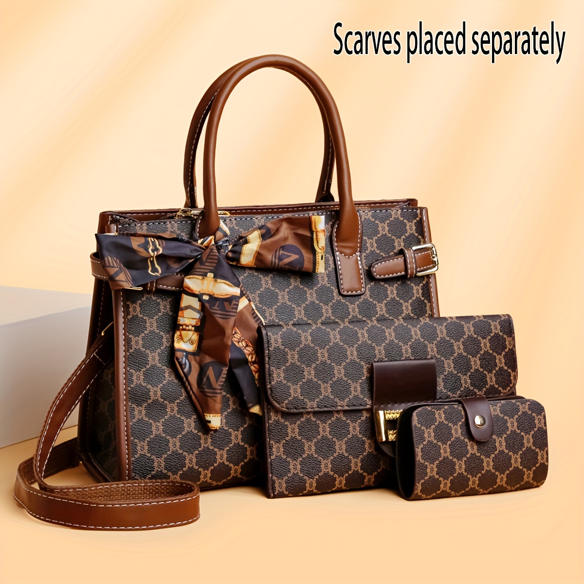 Image of Fashionable And Versatile Large-capacity Single-shoulder Crossbody Tote Bag, Portable Clutch, Cardholder 3pcs Set For Women With Niche Design And Premium Texture