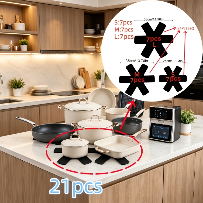 TEMU 21pcs Set High-quality , Scratch-resistant Pattern, Washable And Reusable, Felt Universal For All Cookware, Protects Cookware, Durable And