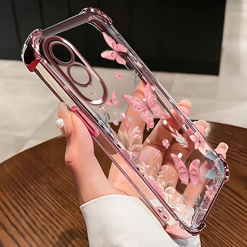 TEMU Phone Case - For S25 Edge Drop-proof Corners And Color-electroplated Side Edges Phone Case With Butterflies And Christmas Or Halloween Gift