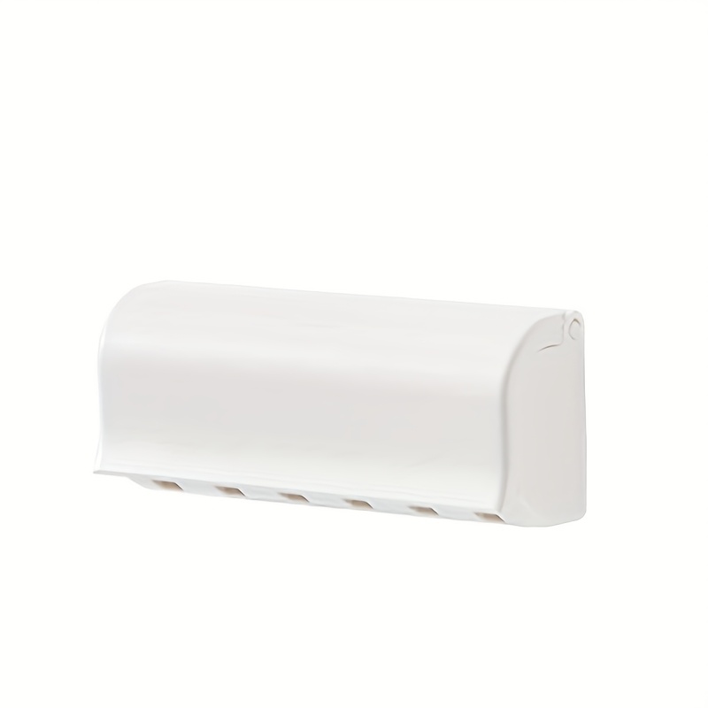 1pc 2/6 Slot Toothbrush Holder With Lid, Self-adhesive Toothbrush Organizer, Suitable For Dormitory Bathroom And Shower Room, Can Hold 2/6 Toothbrushes