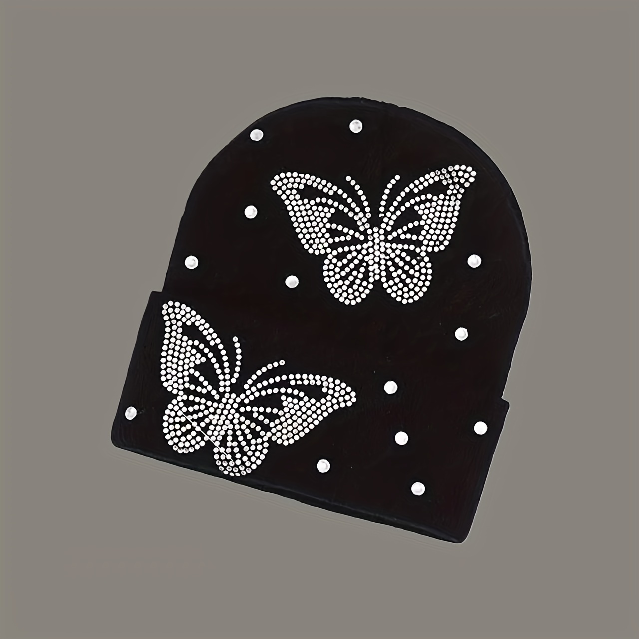 Large Rhinestone Beanie | Acrylic, Elastic, Breathable, Hot-, Fabric, Suitable For New Year Celebrations
