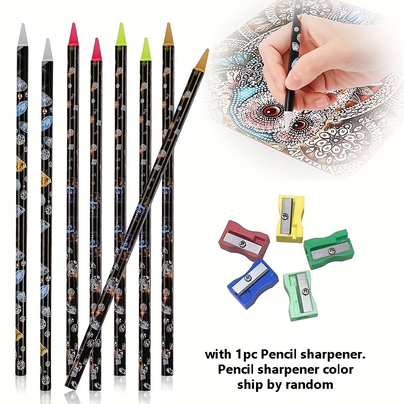 

8pcs Diamond Painting Pen Rhinestone Picker Pencil Set Self-adhesive Nail Dotting Crayon With Pencil Sharpener 5d Crystal Gemstone Picker Tool Diy Nail Art Accessories