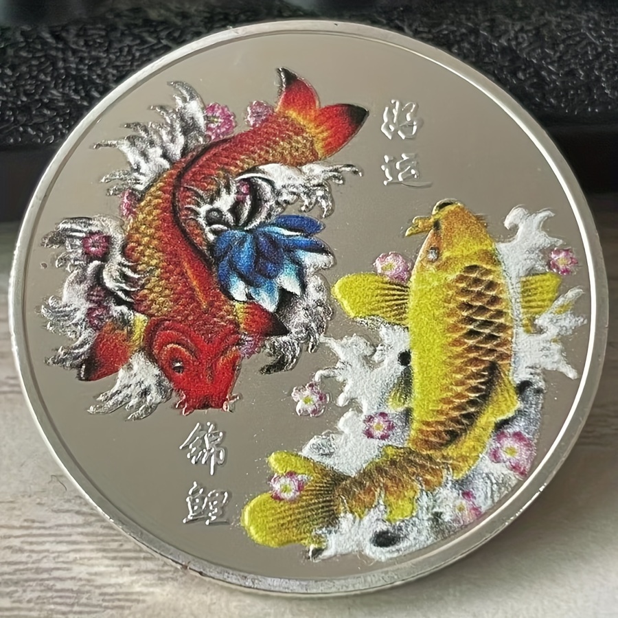 

Koi Fish Commemorative Coin - Chinese Style, Iron Collectible With Mixed Colors, Chinese Style, Coin, , Commemorative Coin