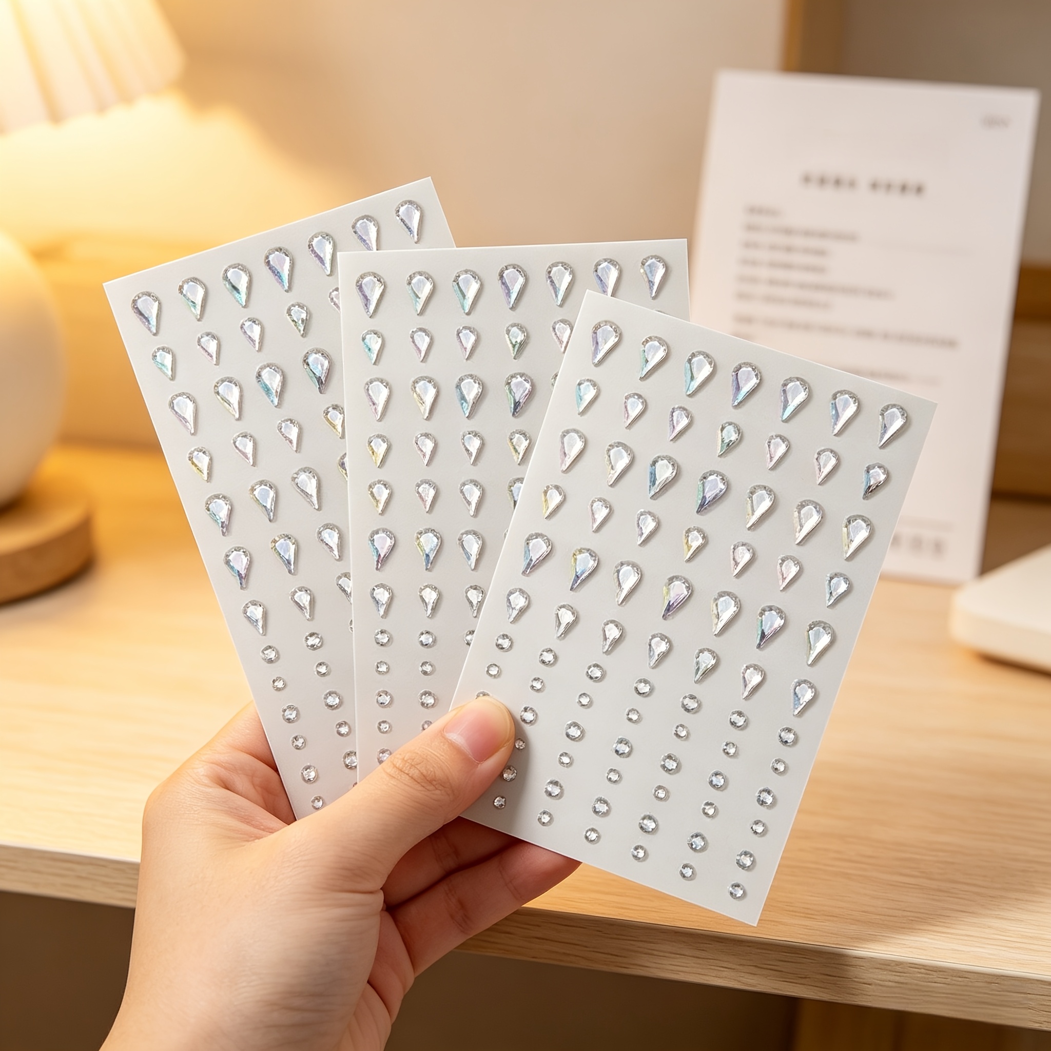 4 sheets shiny teardrop   stickers mixed size self   shiny   gemstones used for facial body makeup nail art decoration