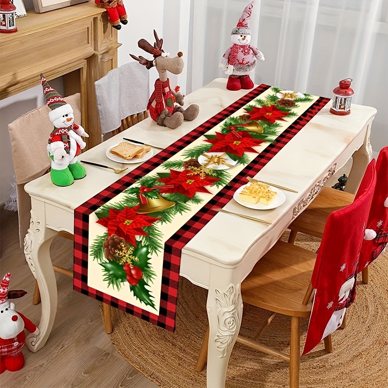 

Merry Christmas Table Runner - 13.78"x70.86" Pine Design, Polyester, Holiday Dining & Home Decor, Christmas Decorations For Home