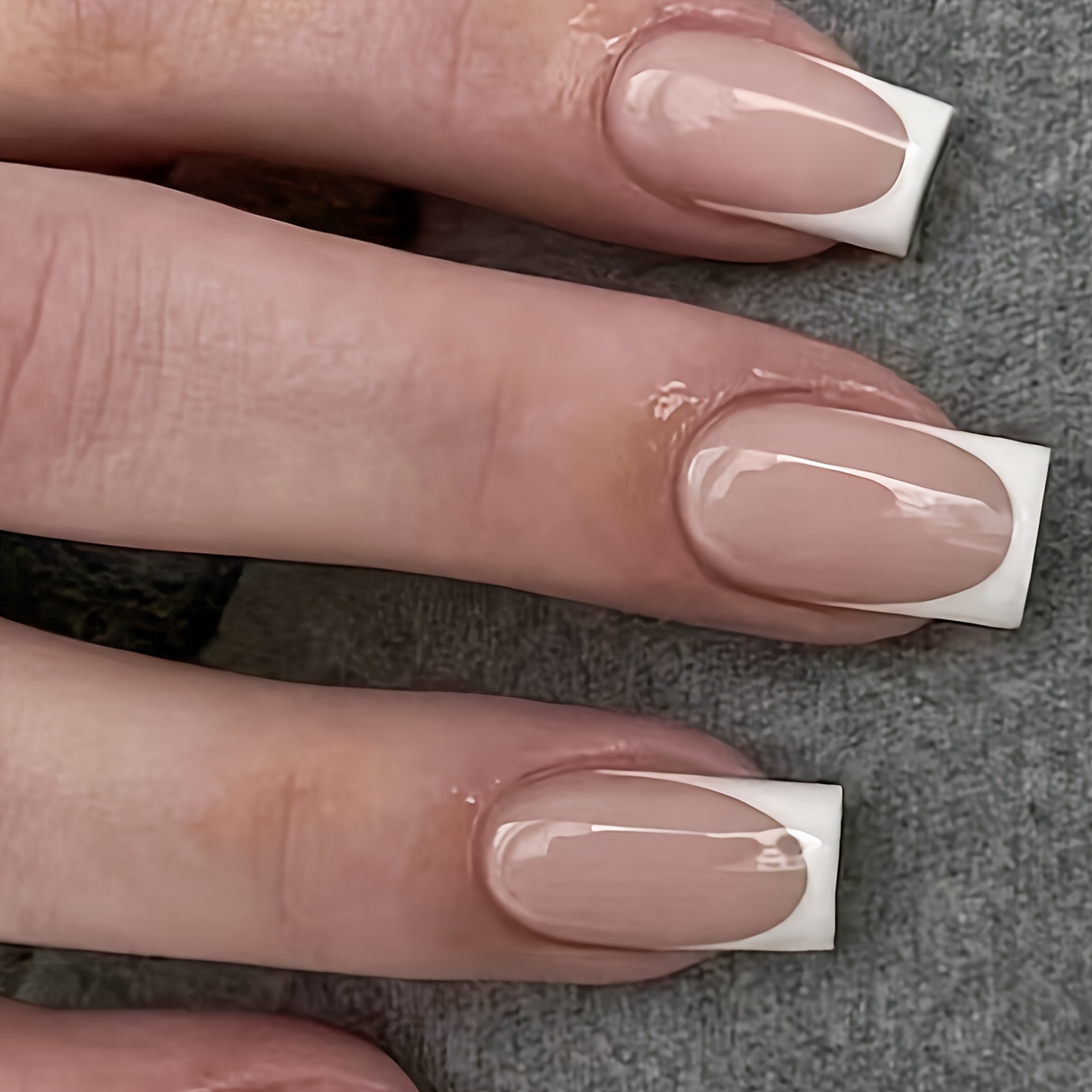 TEMU Faux Ongles Portables Style Français Adaptés aux Femmes et aux Sorties, Réceptions, , Style de Tenue, Longueur Moyenne, Rose , Blanc, Croissant