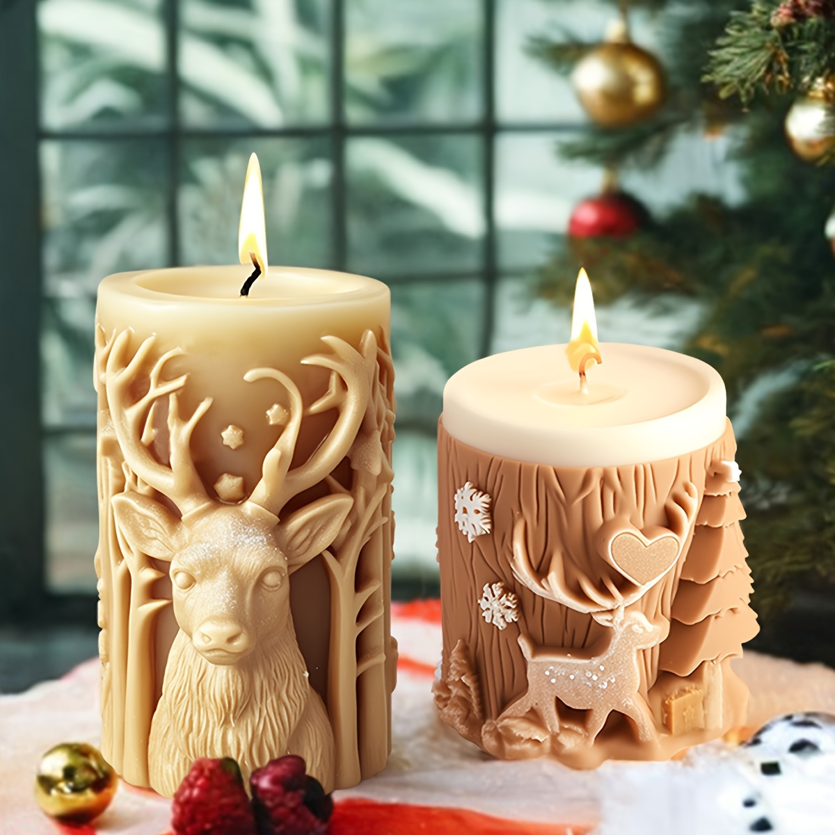 

Christmas Craft Silicone Kit - 1pc, Diy Scented Candle & Decor Christmas Tree And Elk