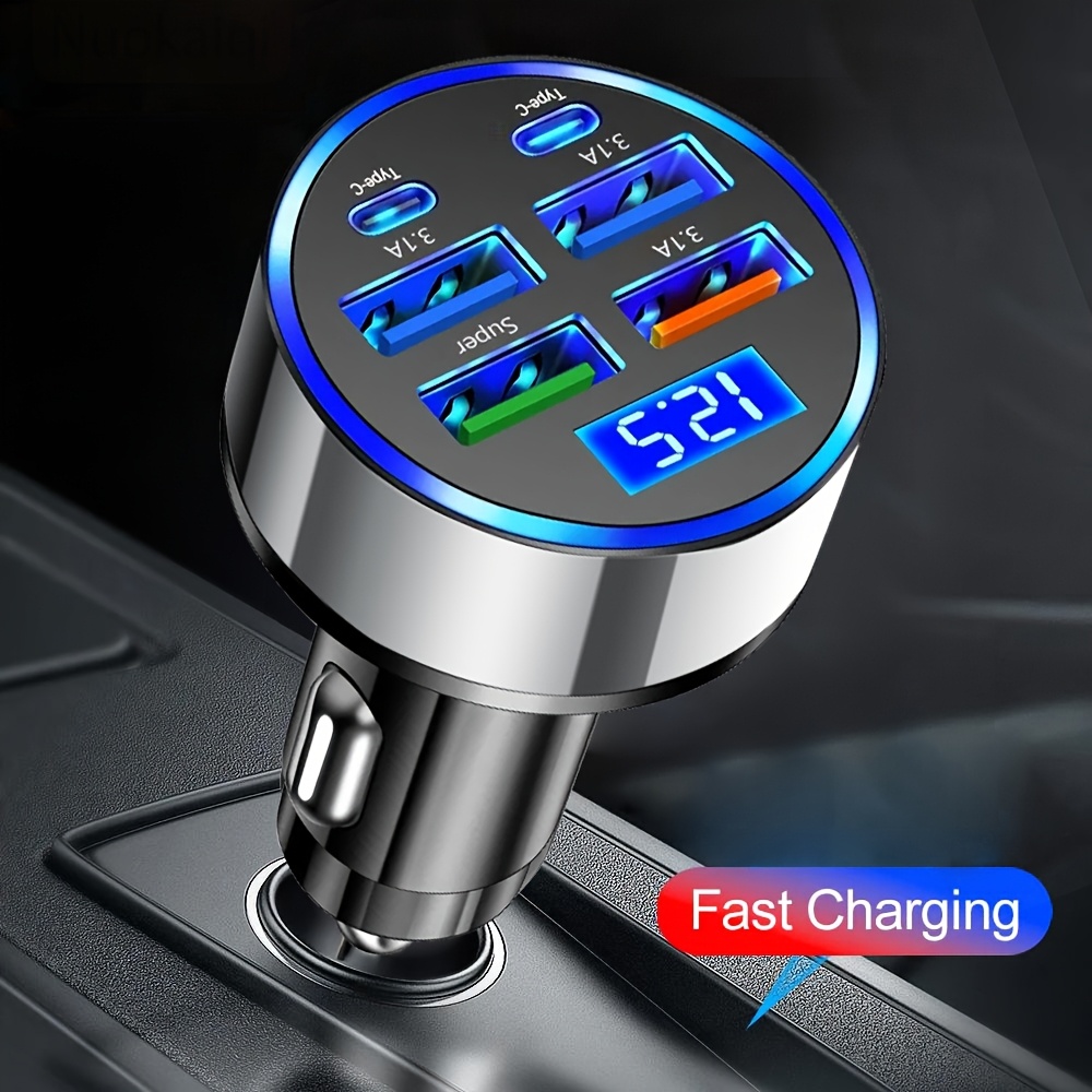 universal car charger with   6 ports fast charging usb adapter female to male connector car plug   36v operating voltage no battery multi functional vehicle charging station