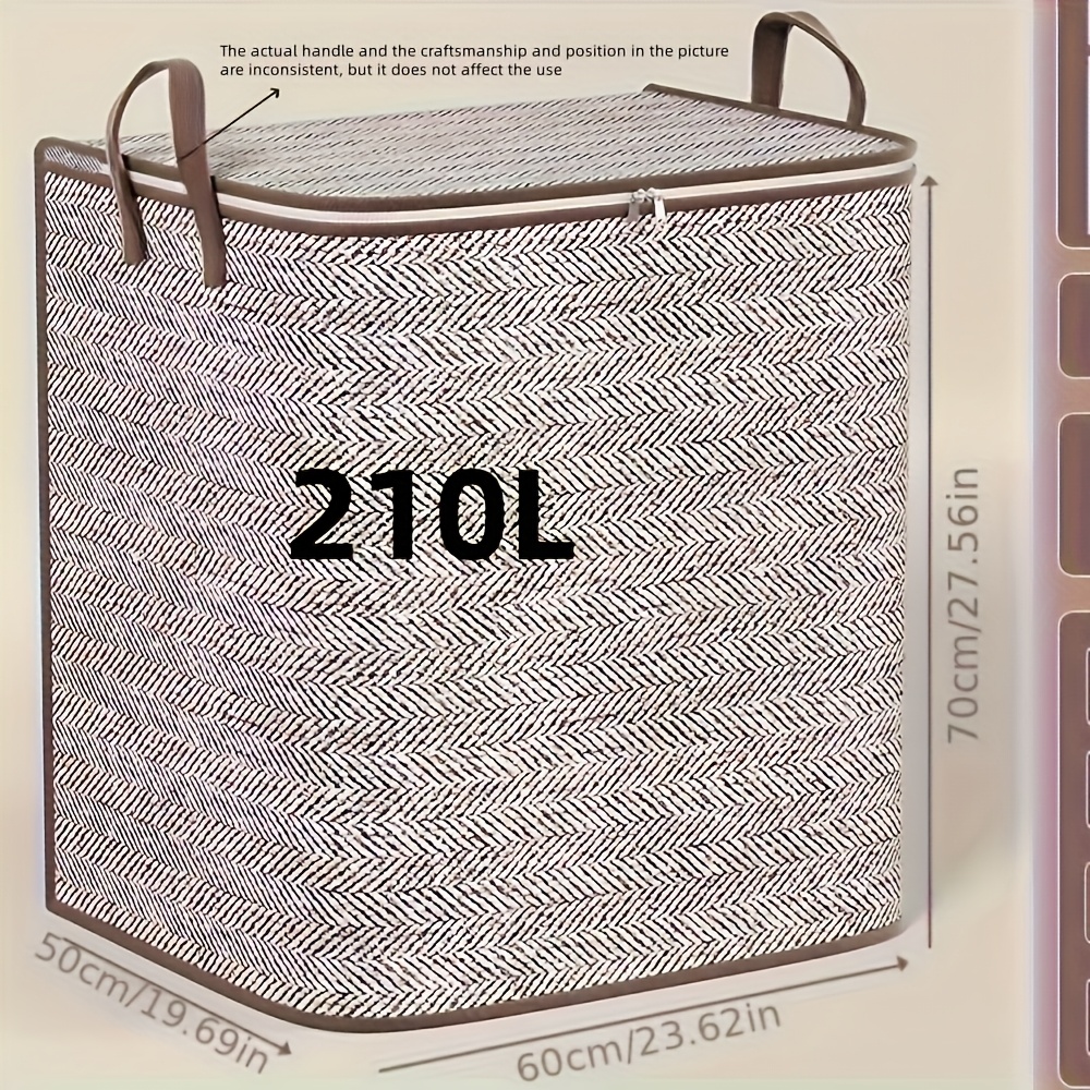 Image of 1pc Non- Storage Bag, Corrugated Gray Quilt Storage Bag, Wardrobe Organizer Storage Box, Clothes Quilt Wardrobe Storage Supplies, Storage Basket, Laundry Baskets