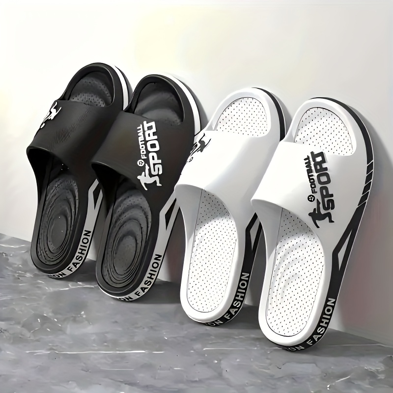 Lightweight EVA Slide Sandals with Geometric Pattern - Open Toe Slip On mens lightweight eva slide sandals open toe geometric - Temu  main image 2