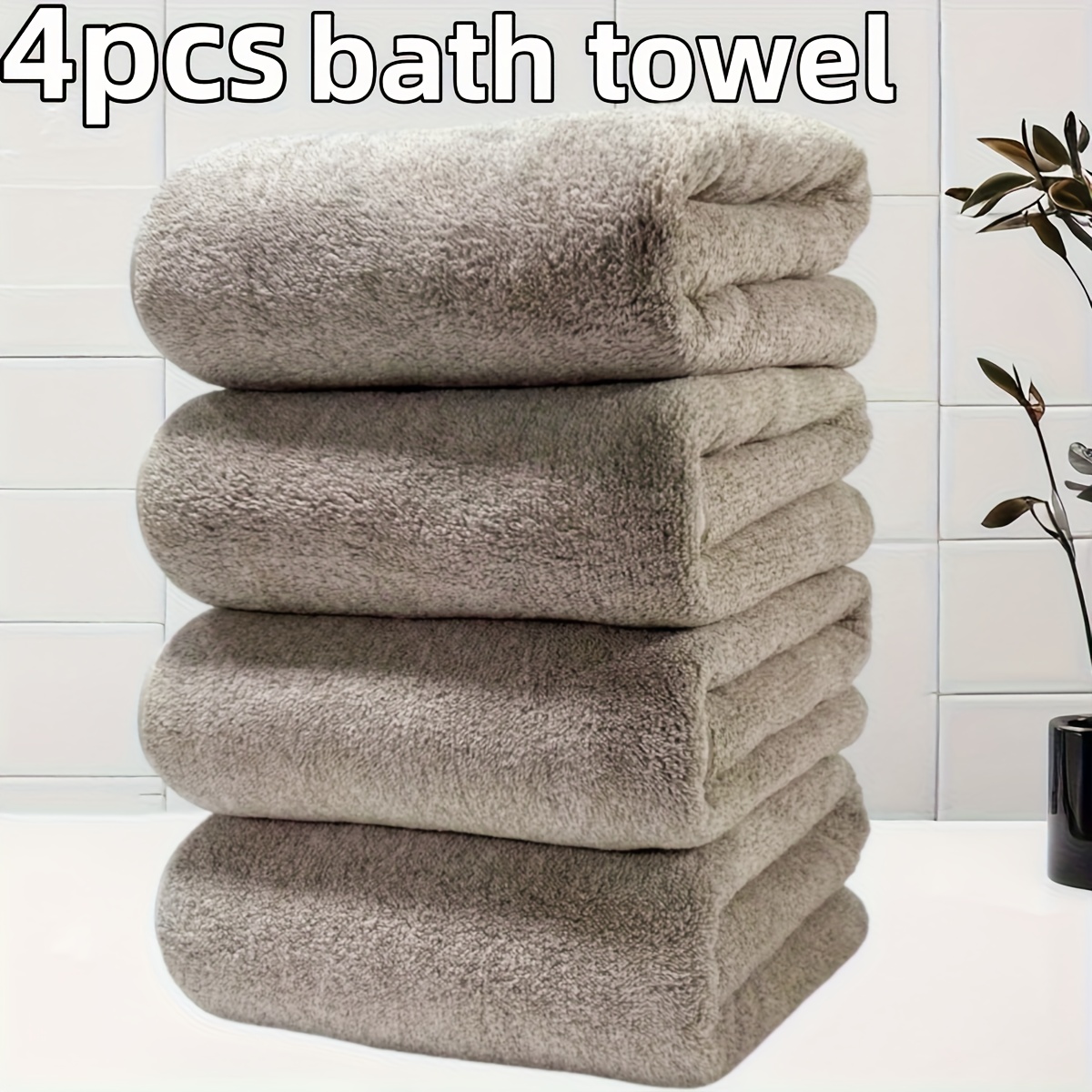 TEMU Parure de 4 serviettes de pour bain/douche - Motif naturel et ciel étoilé, serviettes en microfibre ultra-absorbantes à séchage rapide, draps de