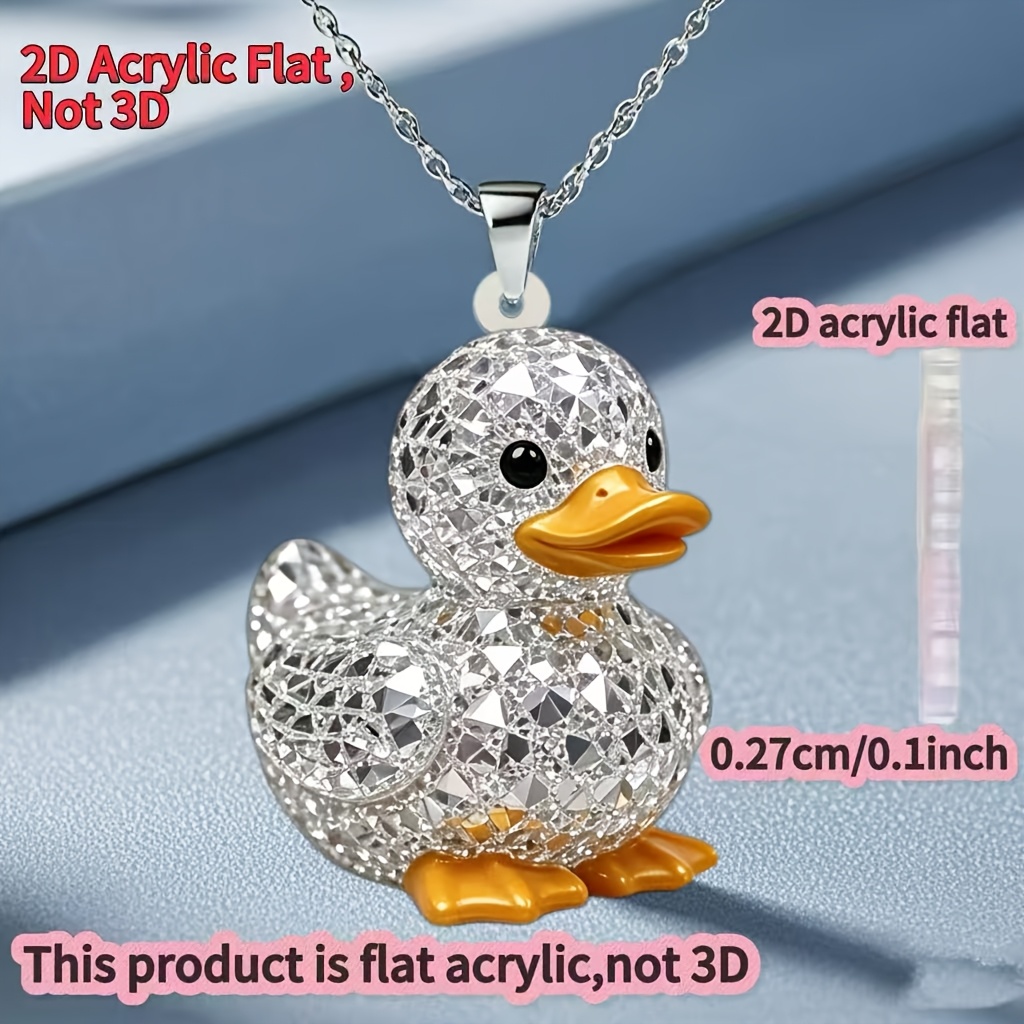 TEMU 2d Flat, [2d Flat] 1pc, New And Necklace, Pattern, Acrylic Printed Design, Women's Necklace, Fashionable Sweater Chain Pendant, Gift For A