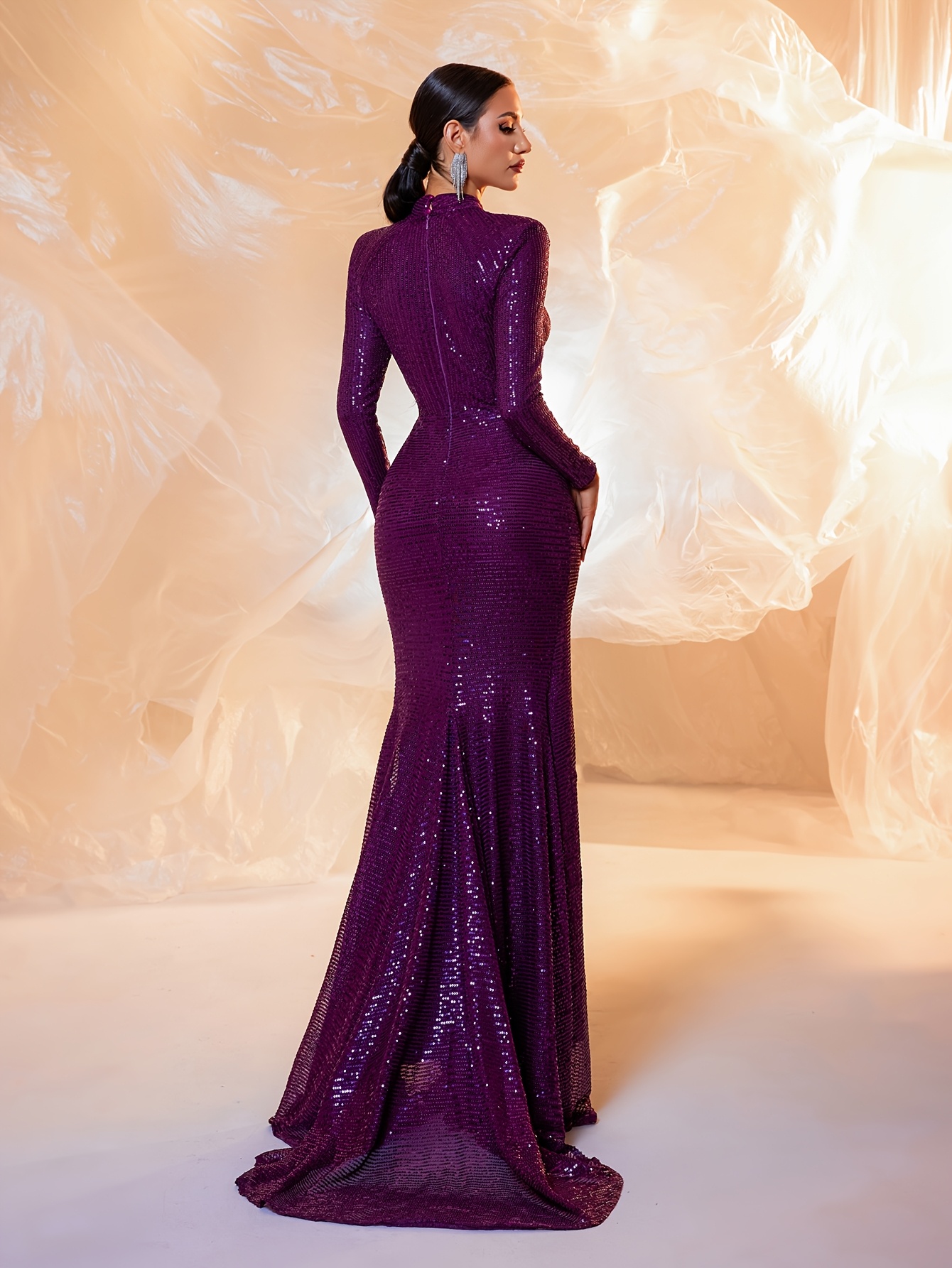 purple long sleeve dress Aphratti Women's Halloween Costume Cosplay Adult Bodycon Mini Dress,Purple,X-Small : Clothing, Shoes & Jewelry polished look suitable for formal events or red carpet occasions Saroyan Purple Floral Long Sleeve