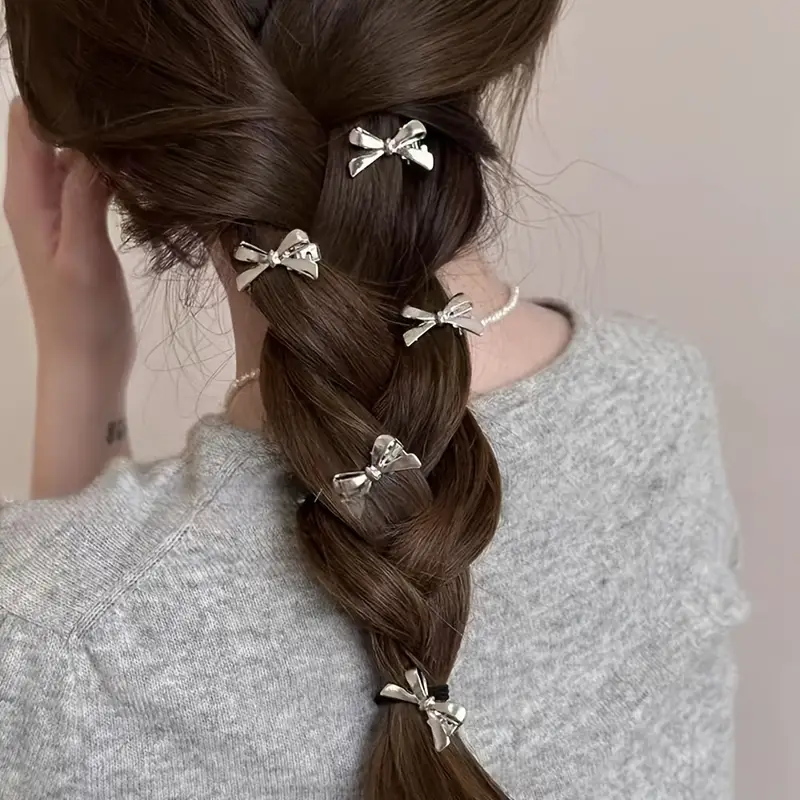 4pcs elegant alloy bow hair clips for women   metallic hairpins with intricate   secure hold for bangs side hair versatile hair accessories for casual formal styles cute hair clips bohemian style hairpins durable hairpins Product details 3
