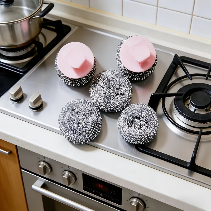 TEMU 3pcs Kitchen Dish Wand With Handle Random Colors | Non-scratch Fiber Pot Cleaning Brush For Nonstick Pans | Detachable Replaceable Head Scrubber