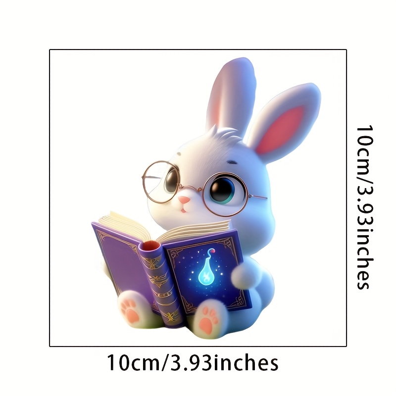 Cute Rabbit Reading Book Wall Sticker, Removable Decal