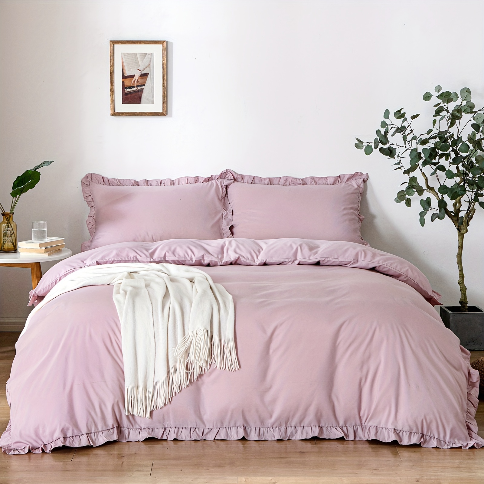 

Pink Bedding 200x200 Cm 3 Part Girl Microfiber Bedding Flowers Zippered With Pillow Covers 80x80 Cm