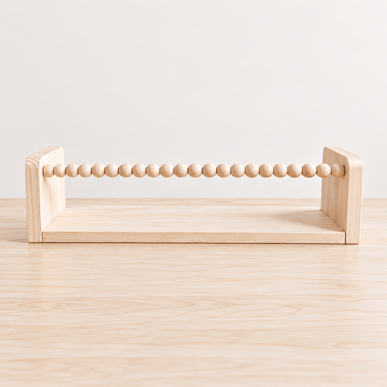 TEMU Étagère murale multicouche en bois avec barrière à chaîne de perles, étagère murale pour chambre à coucher, support de rangement pour poupées,