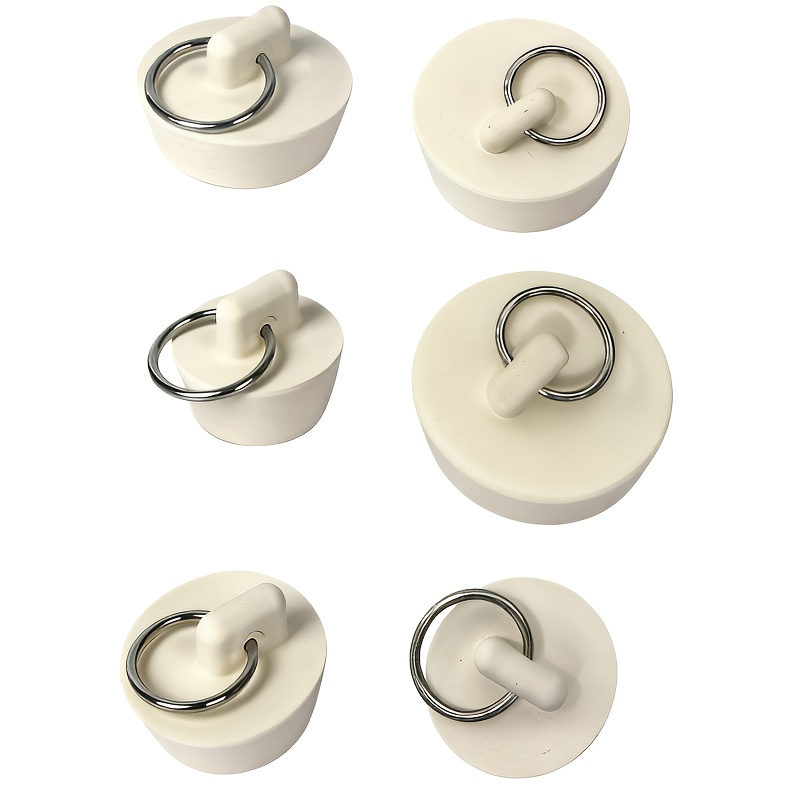 Image of 6 Sizes Of Sink Stoppers, Bathtub Drain Plugs With Rings, Rubber Sink Drains Suitable For Kitchen, Bathroom, And Laundry Sinks, Bathtub Accessories