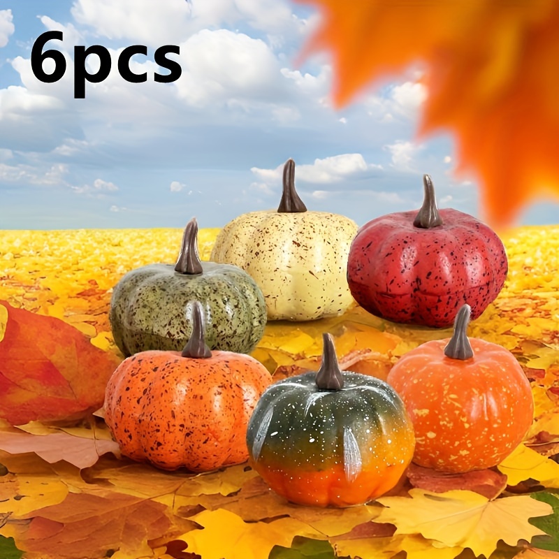 

6pcs Artificial Pumpkins Set - Fall , Faux Pumpkin Decoration For , Thanksgiving & Christmas, Suitable For Home, Garden, Party Diy Decor - Seasonal Multicolor Vegetables For Adults 14+