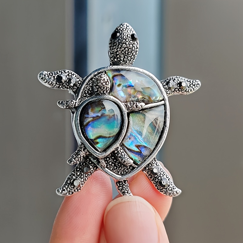 

Elegant & Turtle Brooch With Abalone Shell, Cartoon-inspired Beach Party Jewelry For Women