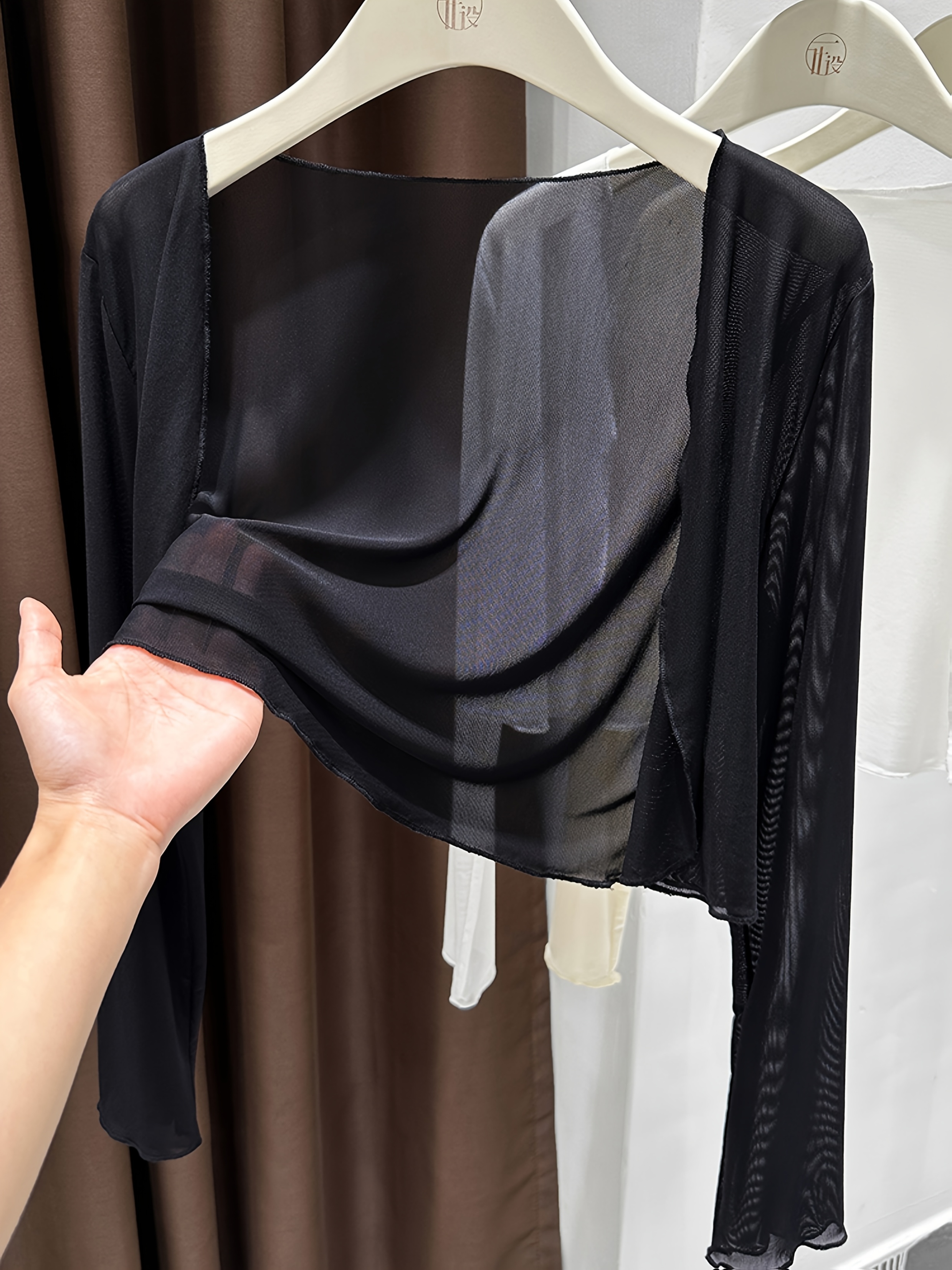 long sleeve dress cover up formal Beach Cover Ups Long Sleeve Crohet Open Back Long Dress for Resort Wear - White main image 0