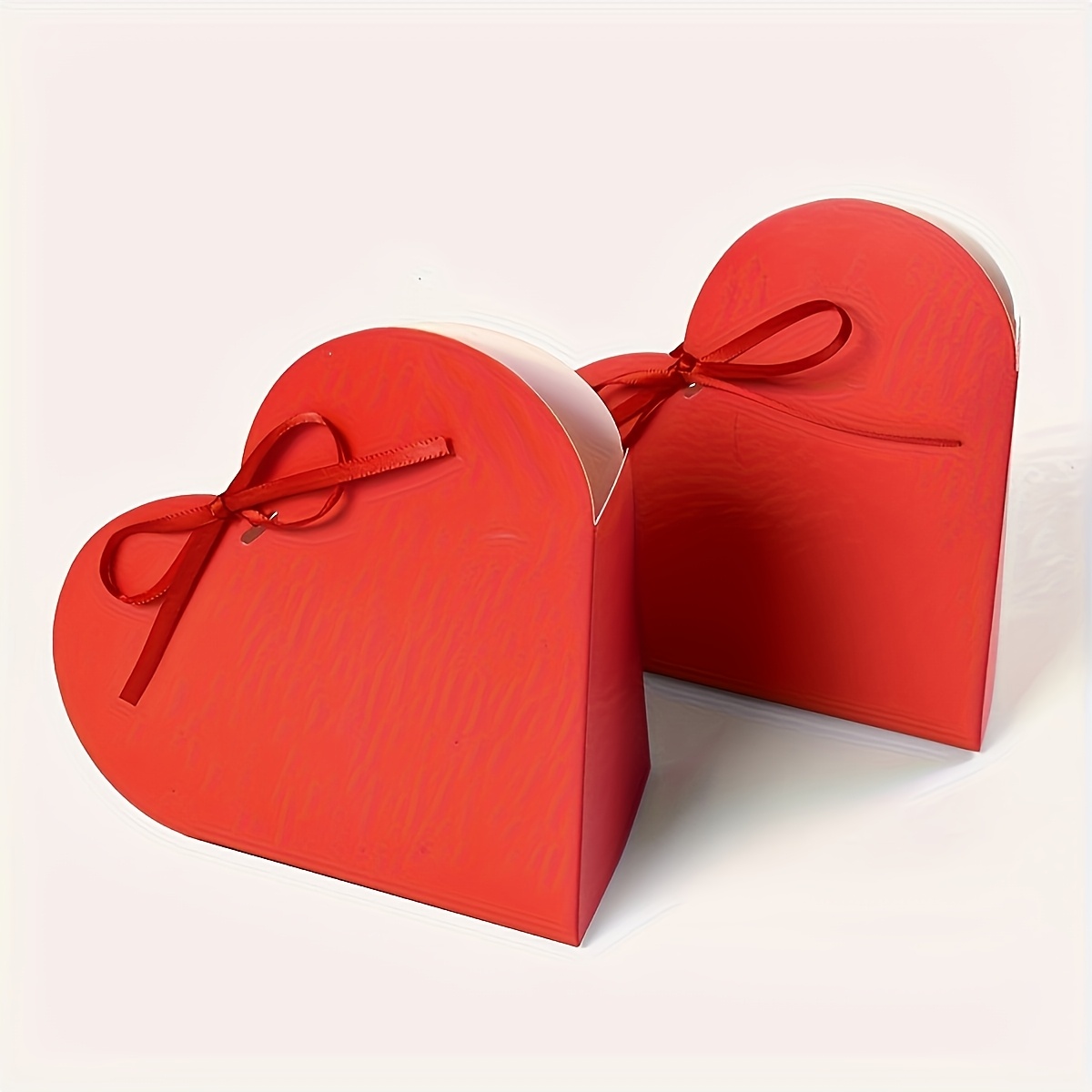 

10pcs Valentine's Day Red Heart-shaped Gift Boxes - Double-sided, Foldable Paper Packaging For Presents, Gift Packaging