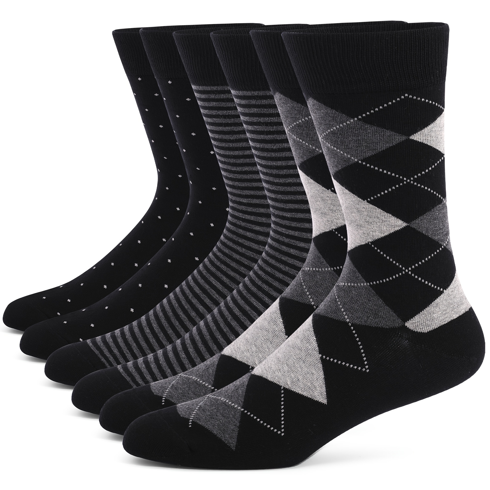 6 size mens business casual socks crew socks dress - Temu
