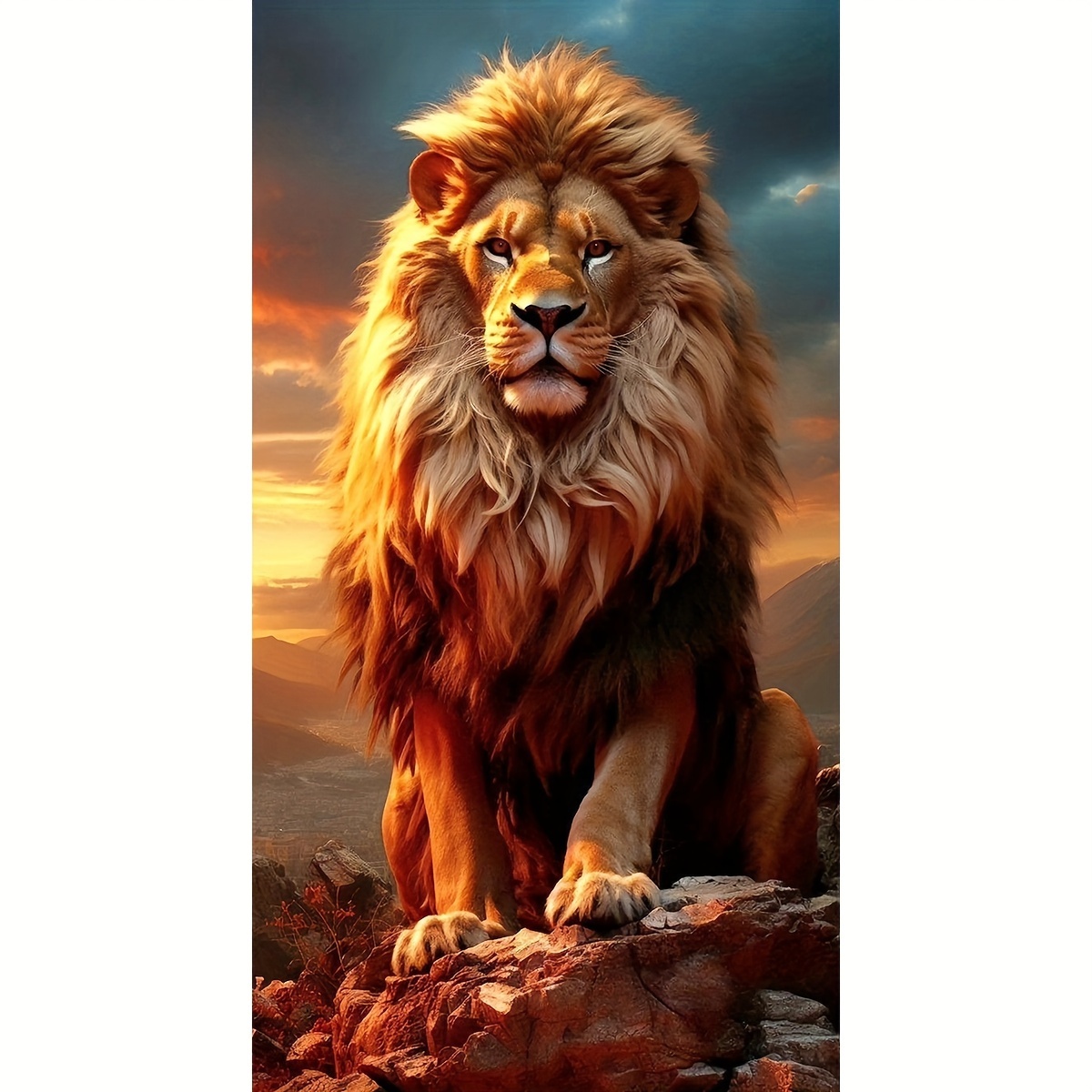 Image of 1pc Large Size Lion Diamond Painting Kit, Beginner Adult 5d Kit, Diamonds, Diamond Painting Art Set For Home Wall Decoration, Handmade Small Gifts, Holiday Small Presents