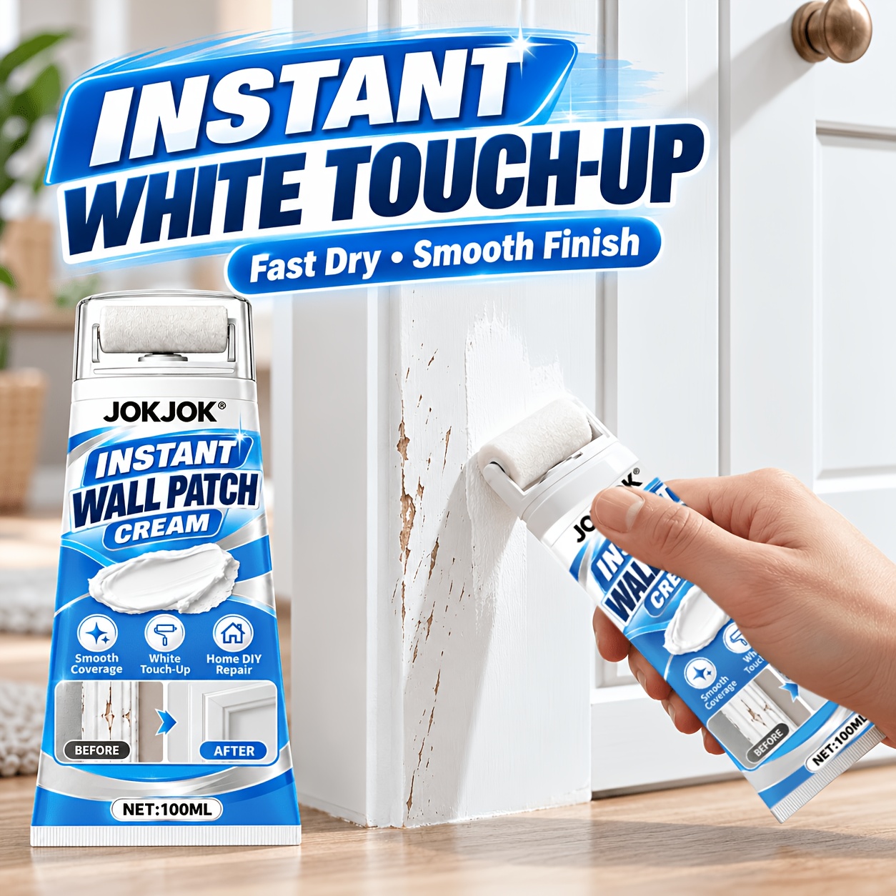 TEMU Quick-dry Wall Repair Cream 100ml, White Drywall Cream, End, Application For Peeling Walls And Surface