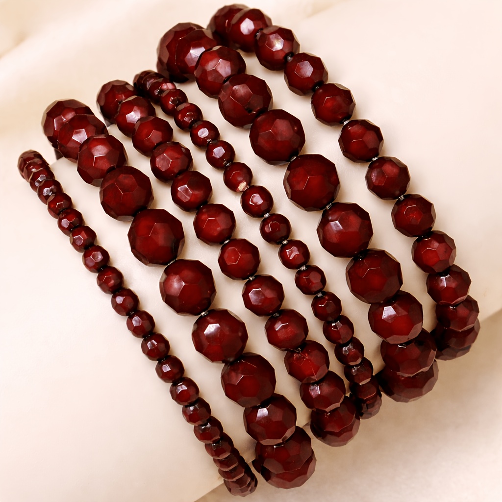 TEMU 6pcs Beaded Bracelet Set | Layered Stackable Bangles | Vintage Elegant And Chic Fashion Jewelry Set For Women | Boho Wrist Additions | Daily And