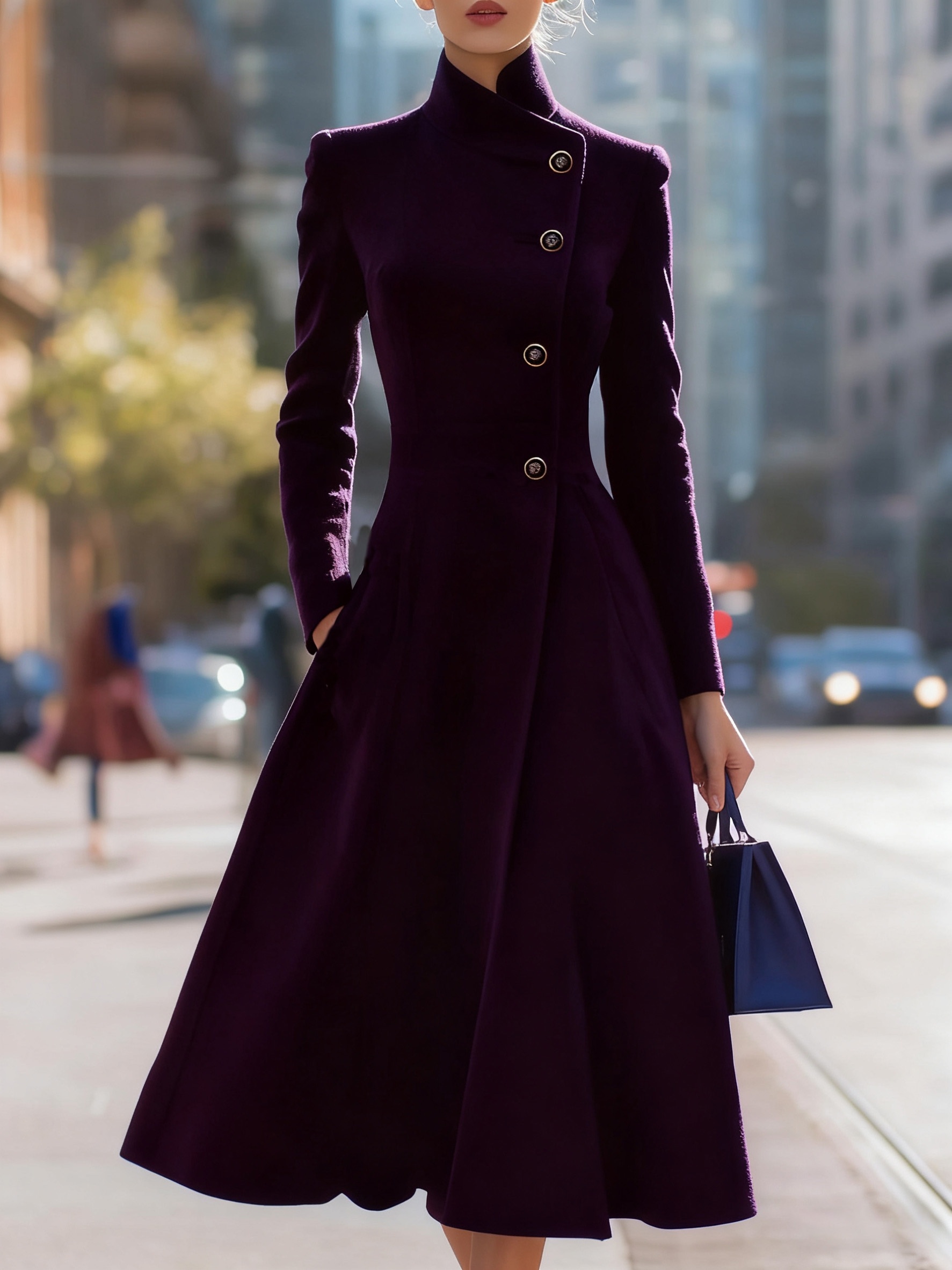 sachin and babi light blue dress womens pea coat single breasted long trench coat dress coat winter -  women's clothing