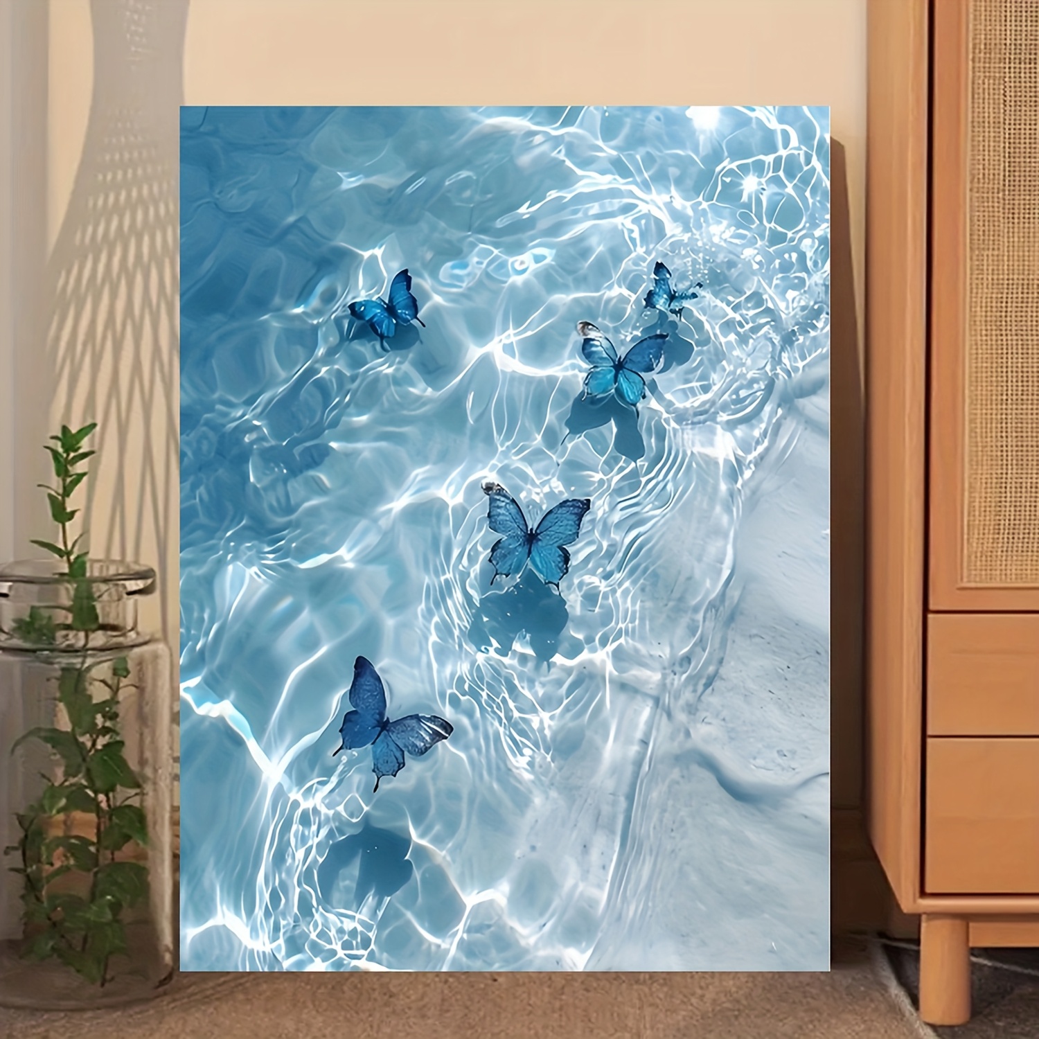 1個 水の蝶の数字油絵キット 油絵キャンバス アート手芸 裁縫用品 大人