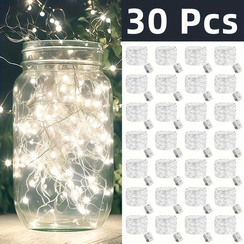 30 12 6pcs battery powered fairy light string 6 5ft 20 led mini string silvery wire firefly light switch controlled suitable for flowers mason jars diy crafts wedding atmosphere decoration including battery