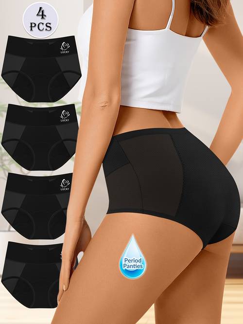 4 pack womens briefs leak proof for menstruation breathable mesh