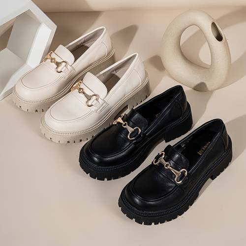 chic british inspired womens loafers casual slip on with thick sole cover rubber sole versatile for leisure style