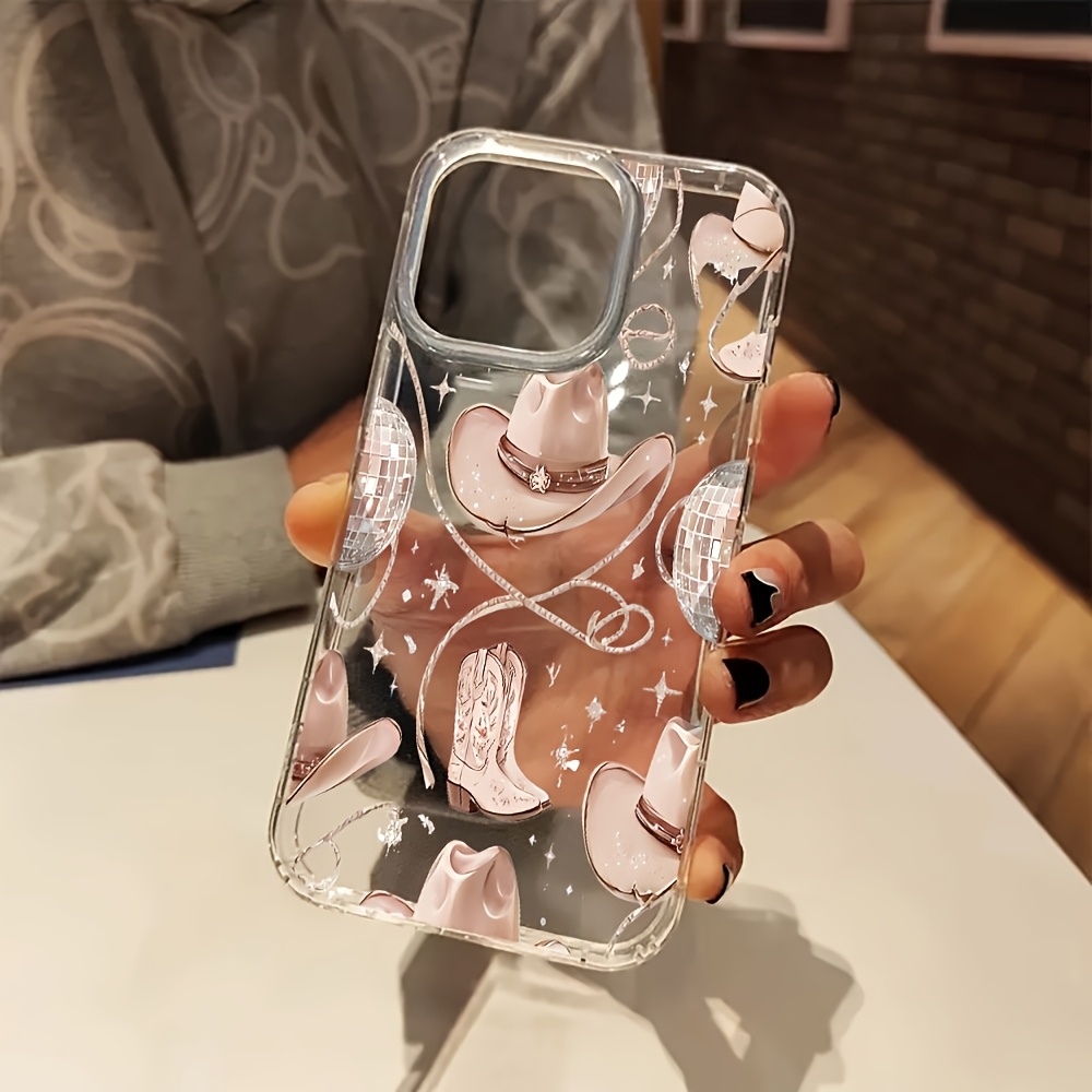 TEMU Phone Case - Western Retro Cowgirl Disco Style 17 16 11 15 14 13 12 Pro Phone Case, A Trendy Transparent Phone Protector, Perfect As A Birthday