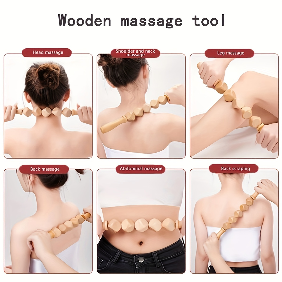 6 piece wooden massage tool set for body shaping fitness training manual battery free massage tools massage equipment details 1