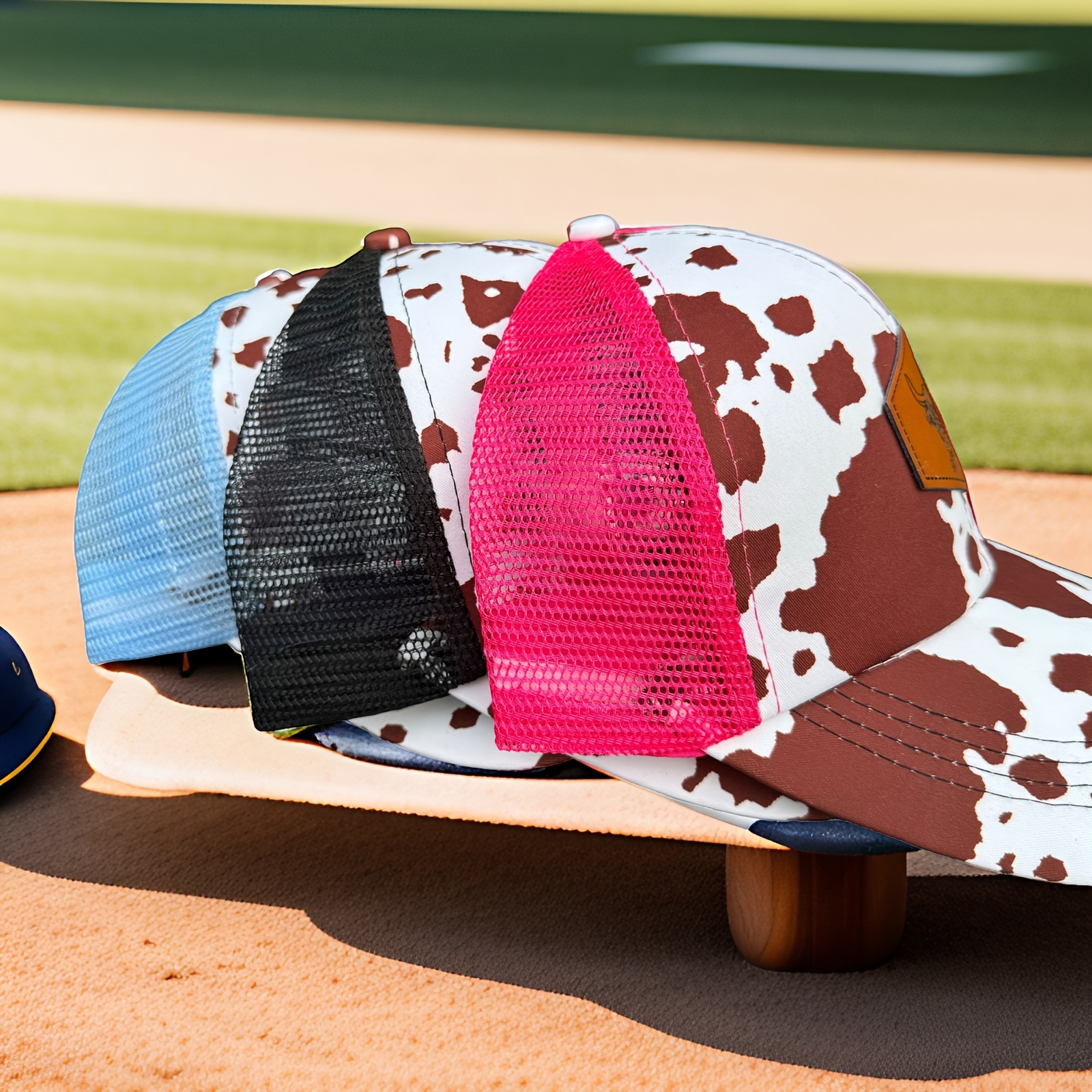 unisex cow print baseball cap breathable mesh adjustable - Temu