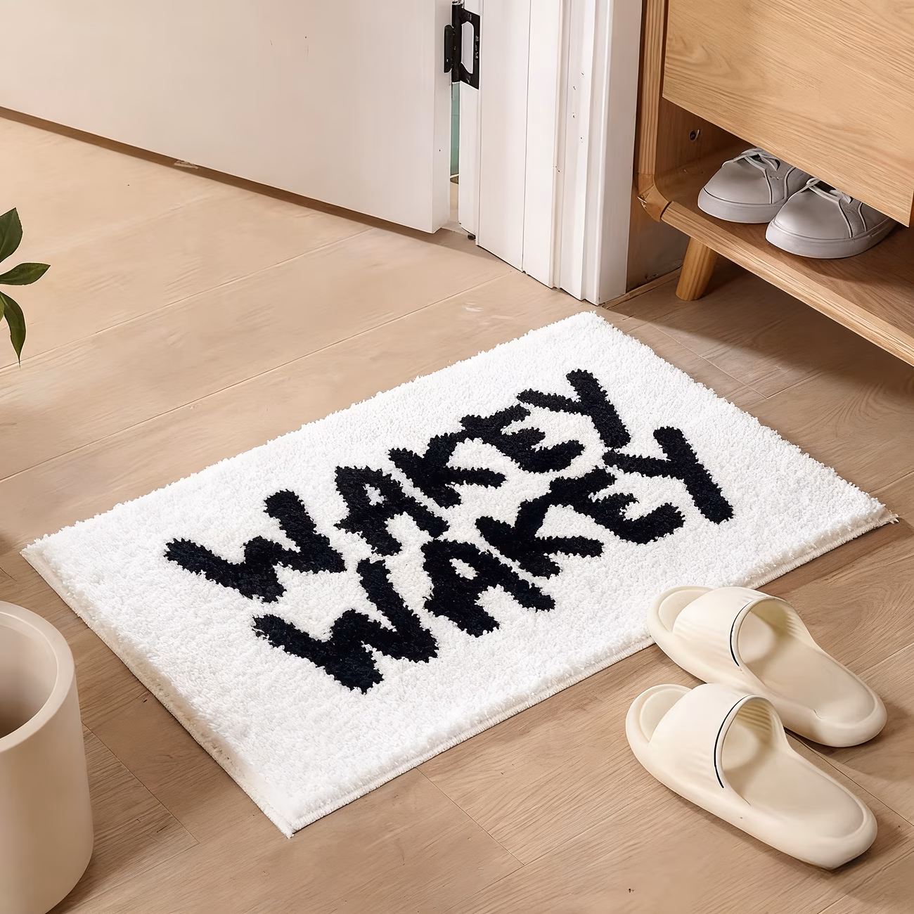 flocked carpet 1800g minimalist letter flocked carpet bedside rug for bedroom autumn winter plush small rug absorbent non slip bathroom door mat Product details 3