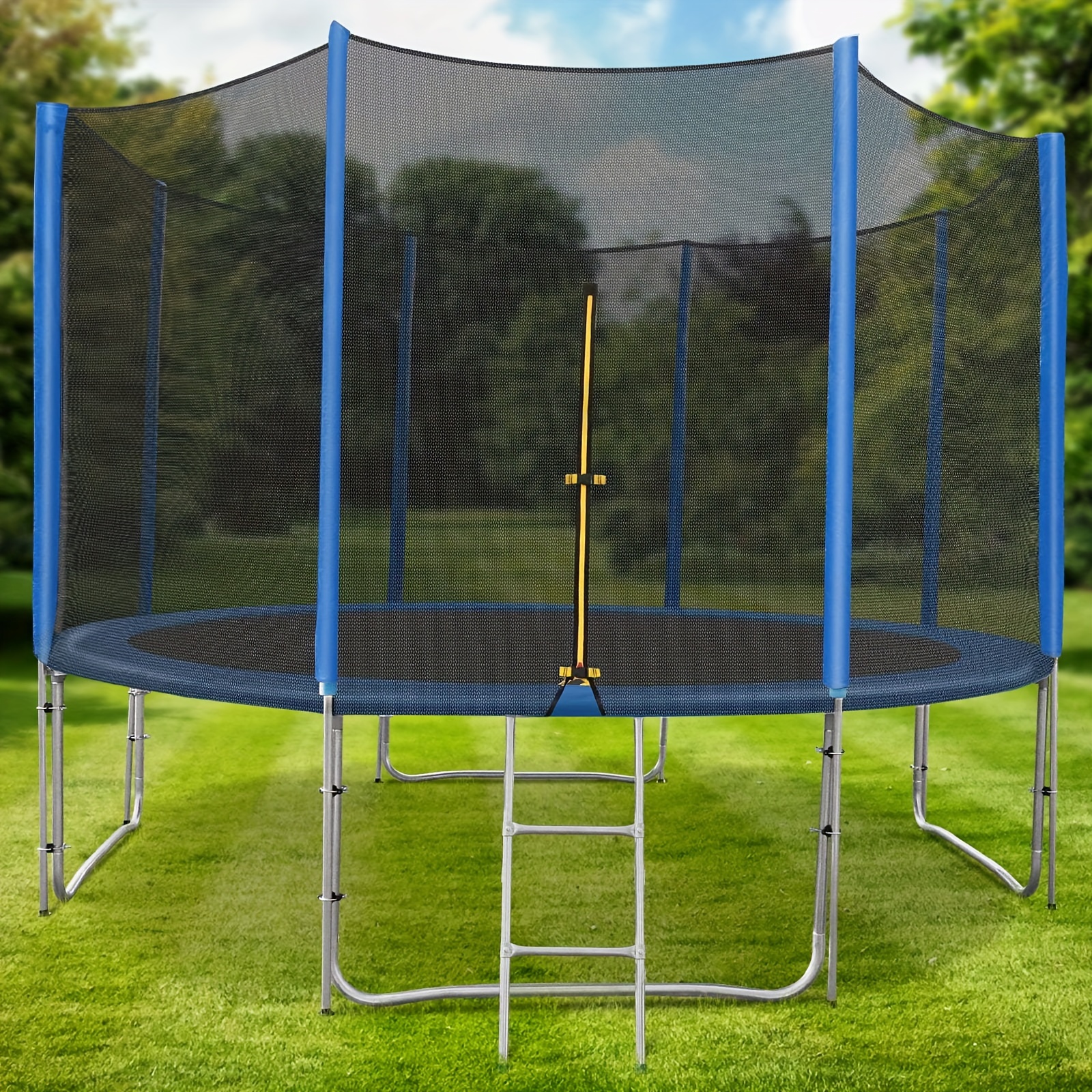 

8ft Trampoline, Outdoor Round Recreational Trampoline With Enclosure Net, Ladder, 330lbs Weight Capacity