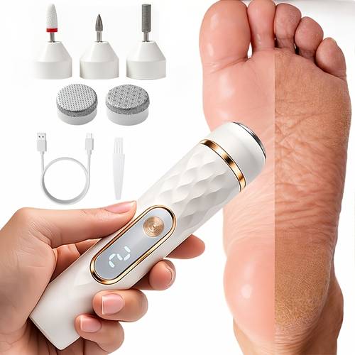 Electric Remover, Rechargeable Pedicure Tool with Stainless Steel Grinding Heads, 2 Speed , USB Cordless File for Dry Hard Skin, Portable Heel Scrubber for Smooth , Care Kit for Women And Men