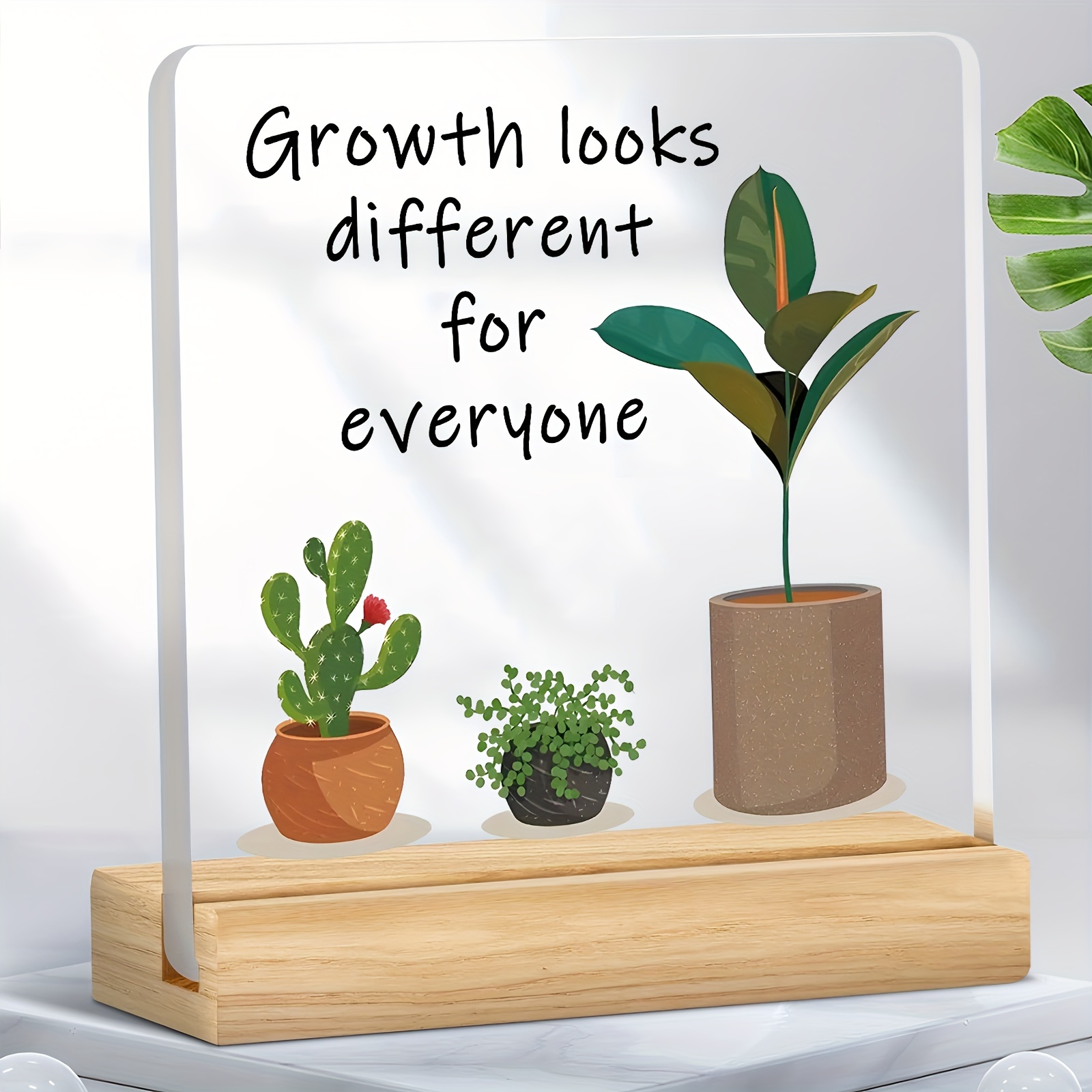 

Growth Looks Different For Everyone Acrylic Home Decor - Motivational Desk Ornament - Inspirational Gift For Coworkers, Friends, Birthday, Thanksgiving, Christmas