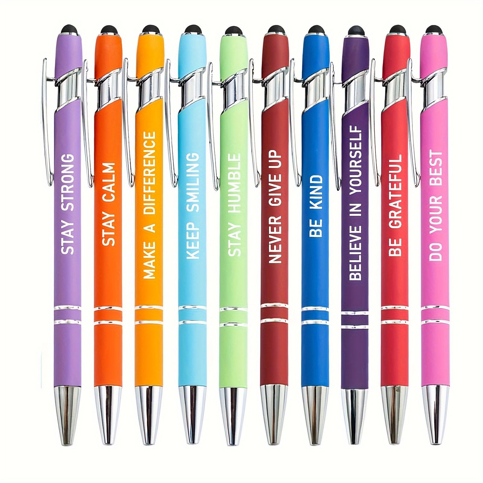 

10pcs Inspirational Quotes Ballpoint Pens With Screens Touch Stylus Tips For Women Men Motivational Encouraging Pens With Medium Point Smooth