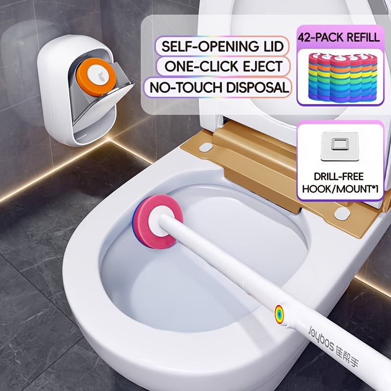 Image of Joybos Long Handle Toilet Brush And Base Set, Modern Bathroom Scrubber With Integrated Storage Caddy, Wall-mounted Or Floor-standing Toilet Cleaning System, Non-slip Soft Bristles For Deep Cleaning